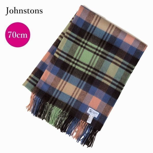 国内正規品 ジョンストンズ Johnstons カシミヤ大判ストール ブルー 茶
