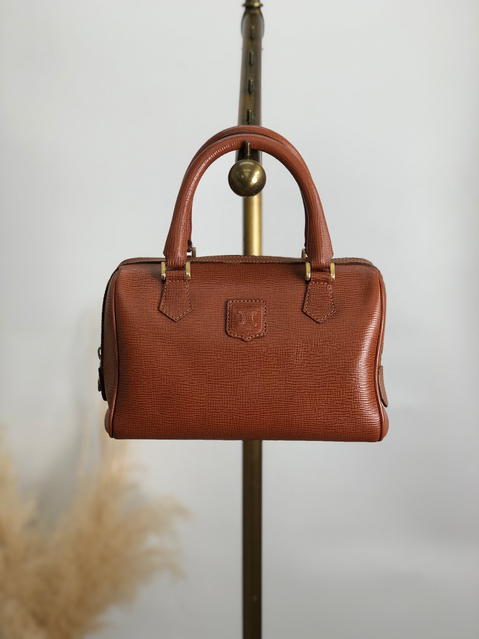 CELINE セリーヌ ハンドバッグ ブラウン ブラゾン型押し 型押しレザー