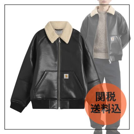 Carhartt WIP】フェイクレザー ボア襟 ジャケット ブラック (Carhartt