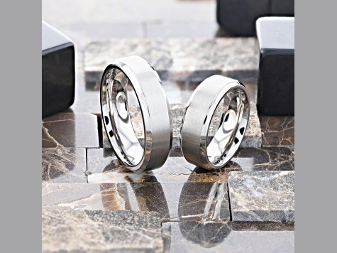 SHIRE Titanium Brushed Center Men's Flat Wedding Ring with
