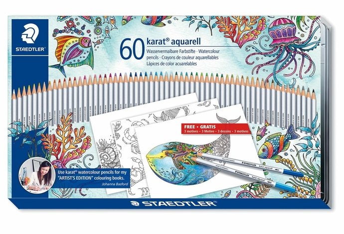 ステッドラー カラト アクェレル 水彩色鉛筆 60色セット ジョハンナ