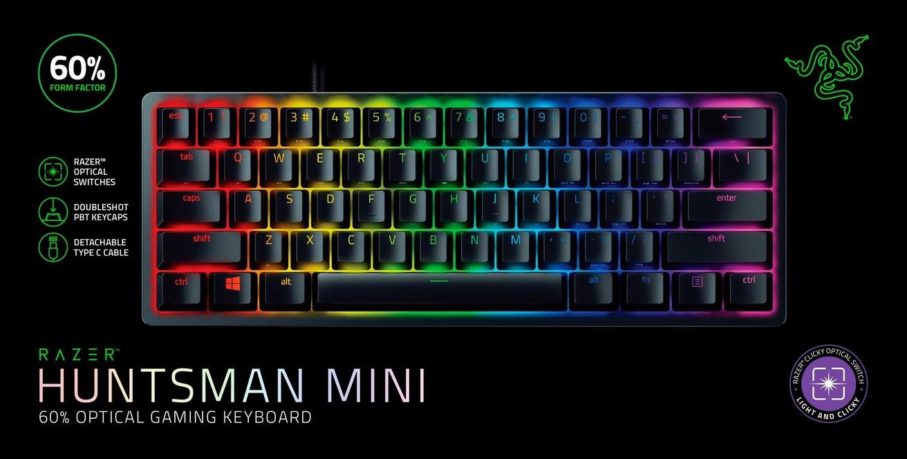 Razer Huntsman Mini 60 Percent Optical Gaming Keyboard (Clicky