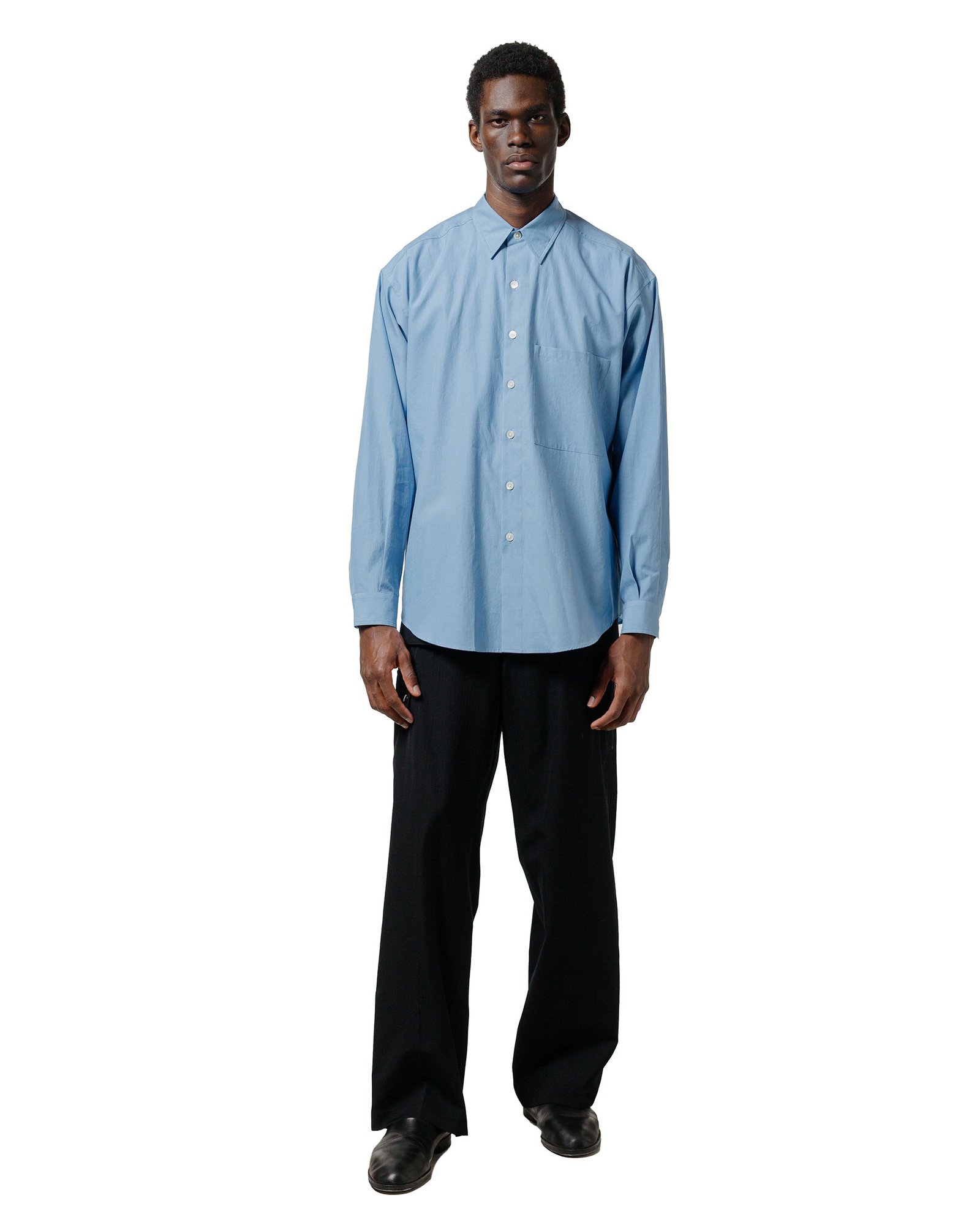 Auralee Washed Finx Twill Big Shirt Blue