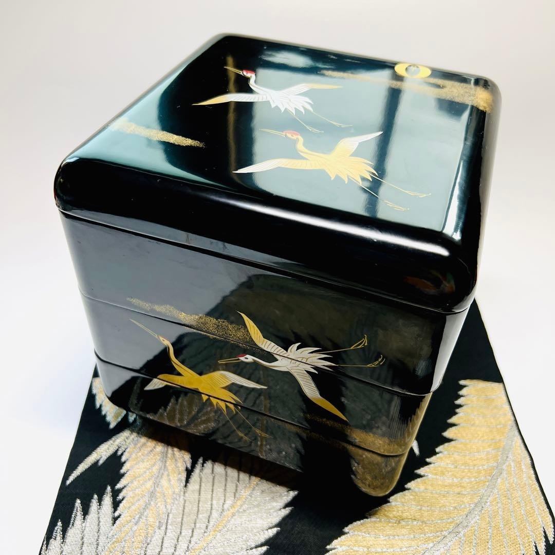 漆器 金蒔絵 木製 鶴絵 三段 重箱 共箱 - メルカリ