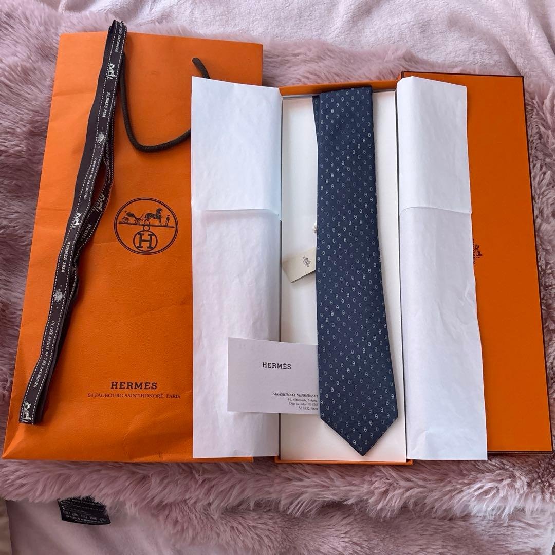 エルメスネクタイ　新品未使用　ネイビー 中古・古着通販】HERMES (エルメス) ネクタイ ネイビー×レッド サイズ
